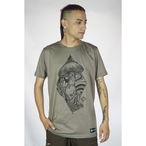 T-Shirt Mandala Skull Shroom Ανοιχτό Καφέ