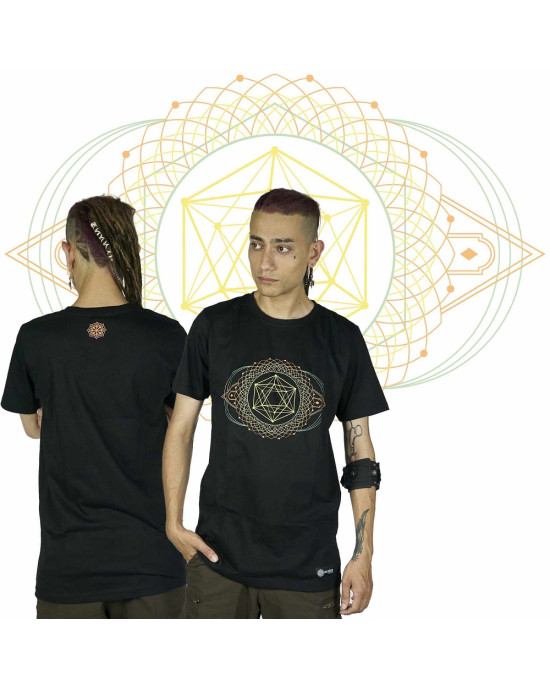 T-Shirt Mandala Tesseract Μαύρο