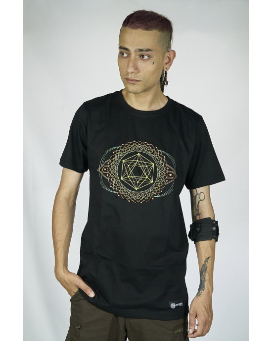 T-Shirt Mandala Tesseract Μαύρο