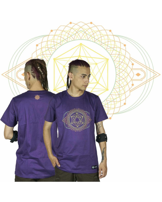 T-Shirt Mandala Tesseract Μώβ