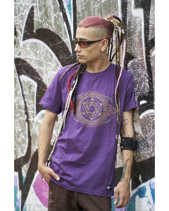 T-Shirt Mandala Tesseract Μώβ
