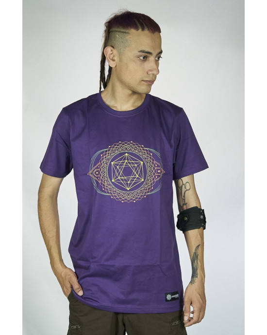 T-Shirt Mandala Tesseract Μώβ