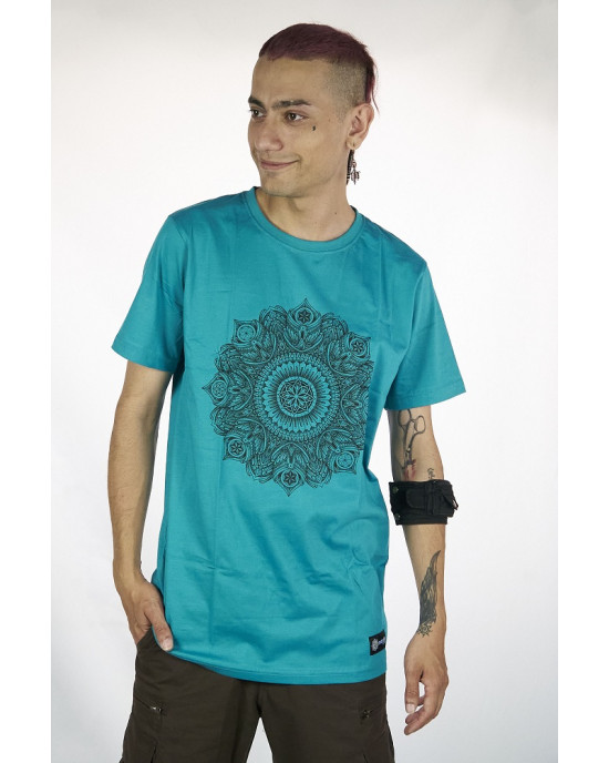 T-Shirt Mandala Violent Relaxation Τιρκουάζ
