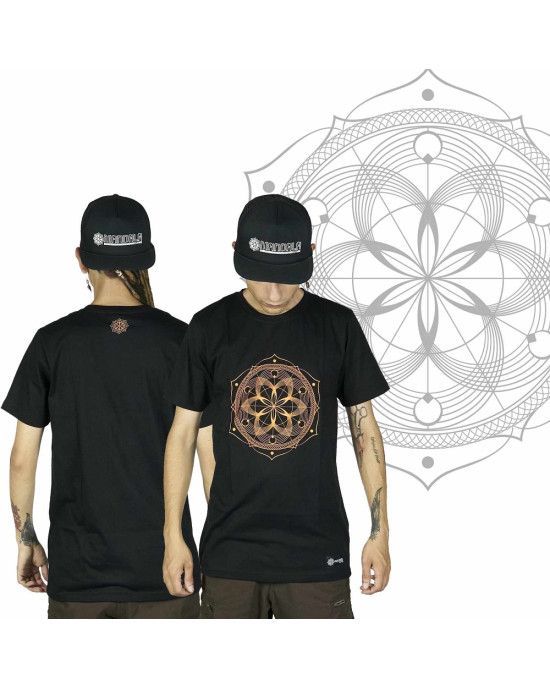 T-Shirt Mandala Yantra Μαύρο