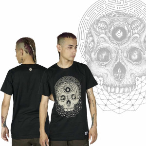 T-Shirt Seven Virtues Labyrinth Skull Μαύρο