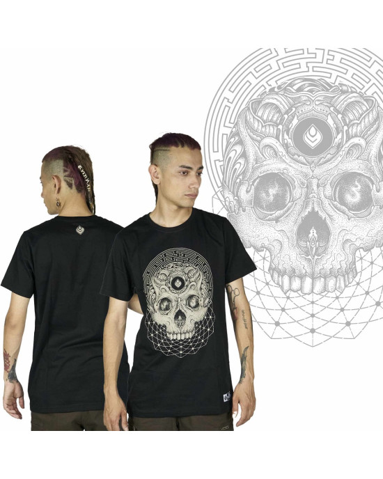 T-Shirt Seven Virtues Labyrinth Skull Μαύρο