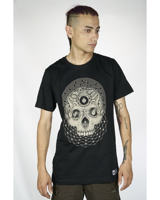 T-Shirt Seven Virtues Labyrinth Skull Μαύρο