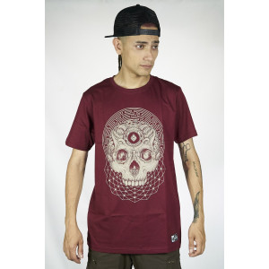 T-Shirt Seven Virtues Labyrinth Skull Μπορντώ