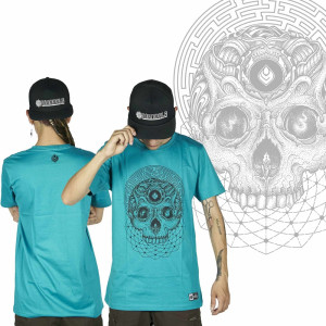 T-Shirt Seven Virtues Labyrinth Skull Τιρκουάζ