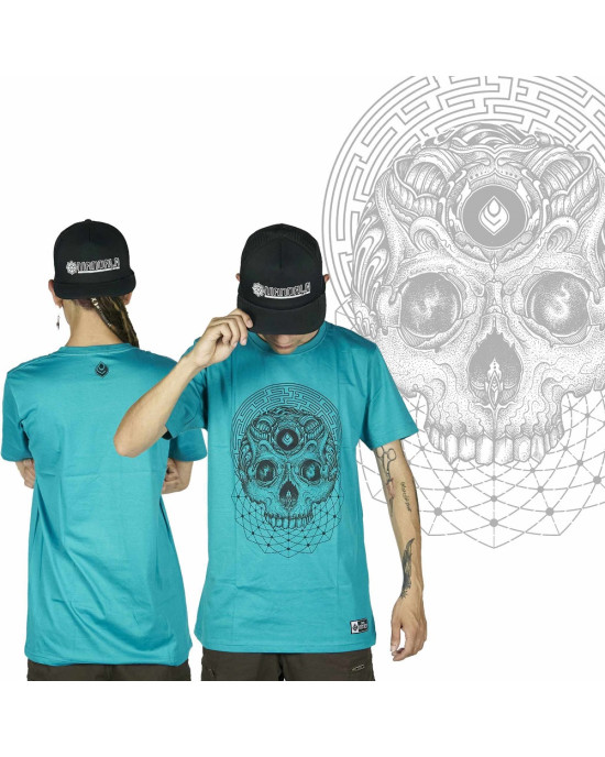 T-Shirt Seven Virtues Labyrinth Skull Τιρκουάζ