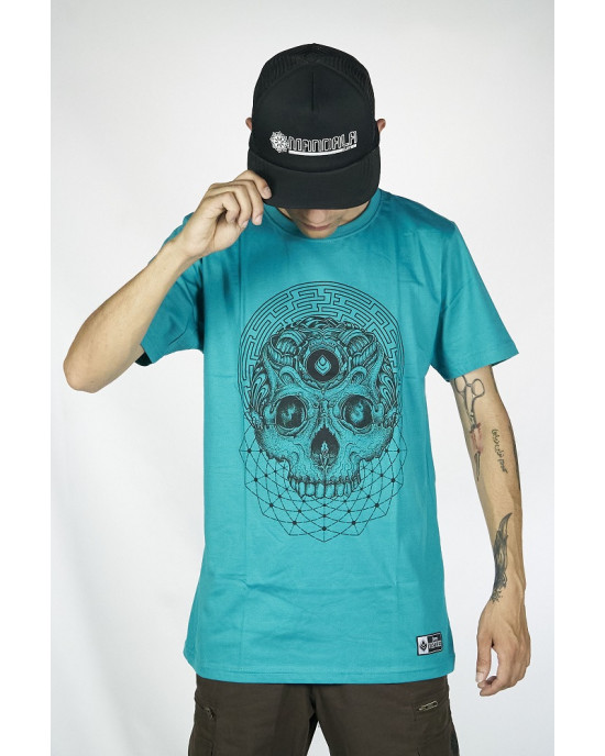T-Shirt Seven Virtues Labyrinth Skull Τιρκουάζ