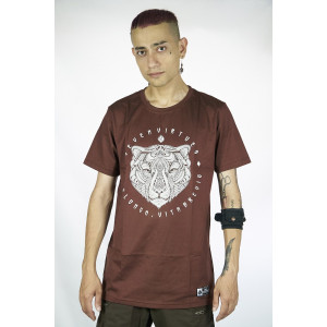 T-Shirt Seven Virtues Sacred Geometry Jaguar Καφέ