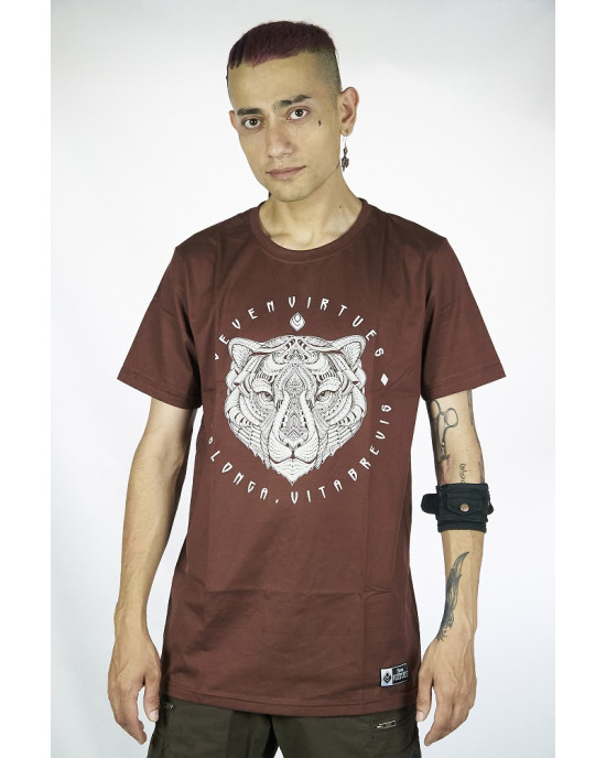 T-Shirt Seven Virtues Sacred Geometry Jaguar Καφέ