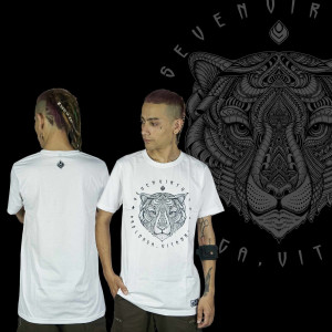 T-Shirt Seven Virtues Sacred Geometry Jaguar Άσπρο 
