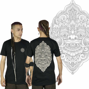T-Shirt Mandala Laughing Barong Μαύρο
