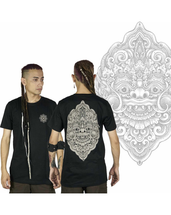 T-Shirt Mandala Laughing Barong Μαύρο