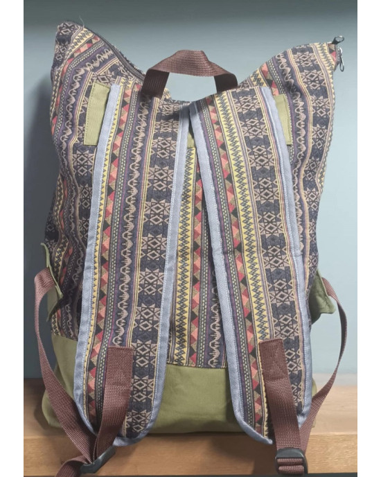 Σακίδιο Roll Top Ethnic Χακί-Μπλε Σακίδιο Roll Top Ethnic Χακί-Μπλε