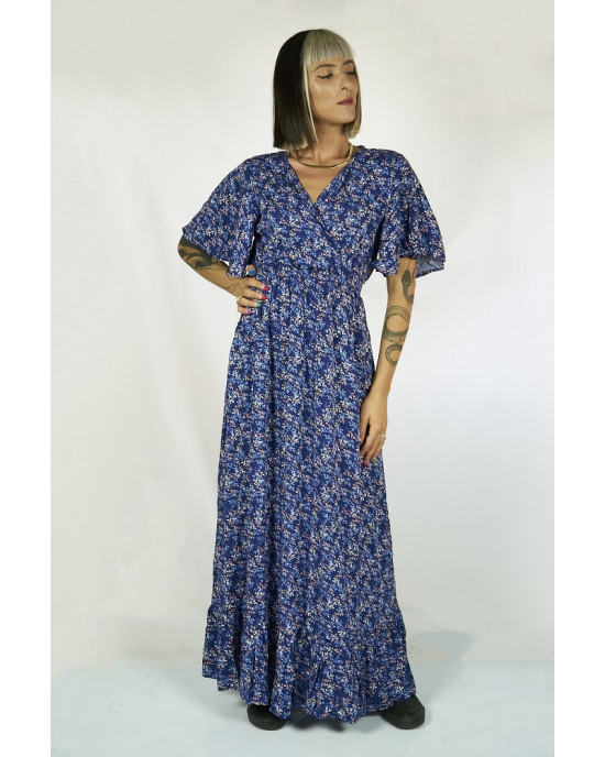 Maxi Φόρεμα Aster Μπλέ Floral