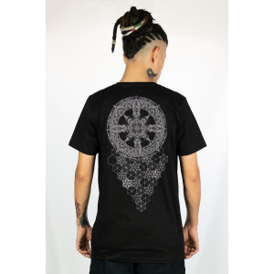 T-Shirt Mandala Ascension Grid Μαύρο