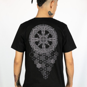 T-Shirt Mandala Ascension Grid Μαύρο