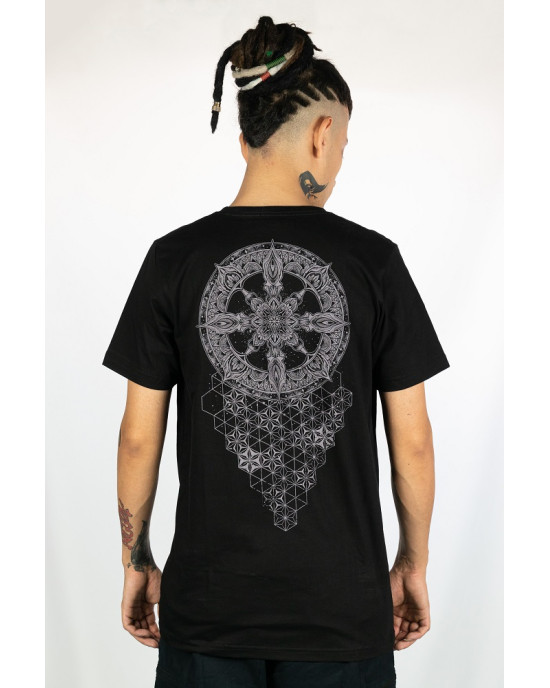 T-Shirt Mandala Ascension Grid Μαύρο