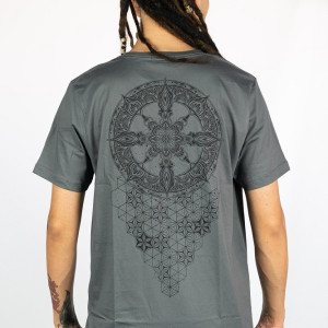 T-Shirt Mandala Ascension Grid Σκούρο Γκρι