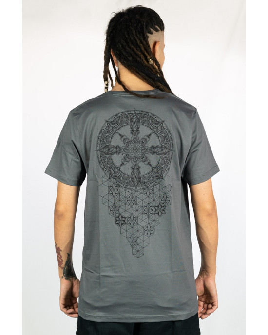 T-Shirt Mandala Ascension Grid Σκούρο Γκρι