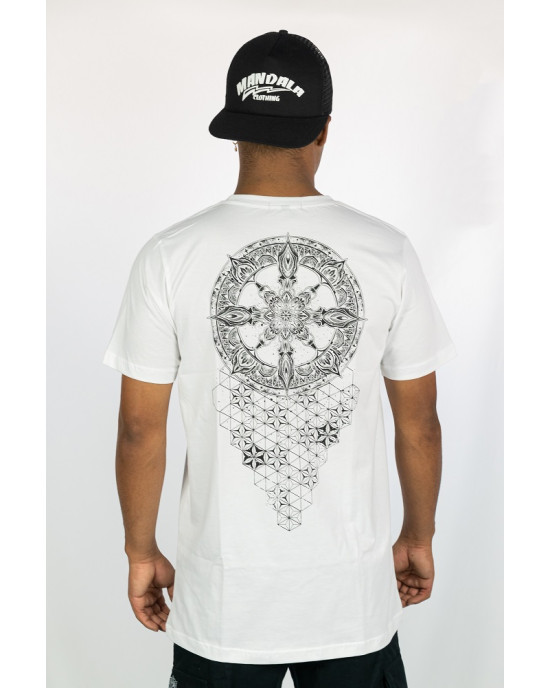 T-Shirt Mandala Ascension Grid Λευκό