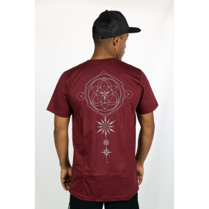 T-shirt Mandala Cosmic Alignment Μπορντό