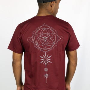T-shirt Mandala Cosmic Alignment Μπορντό