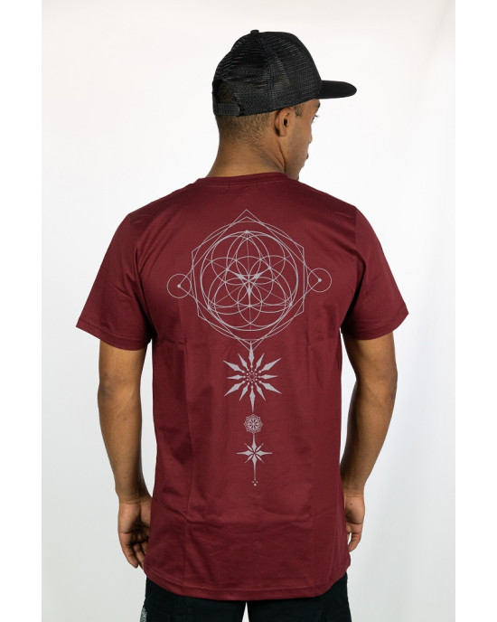 T-shirt Mandala Cosmic Alignment Μπορντό