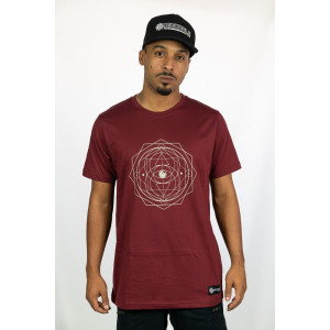 T-shirt Mandala Cosmic Balance Μπορντό