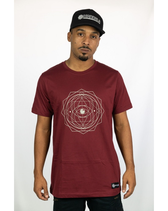 T-shirt Mandala Cosmic Balance Μπορντό