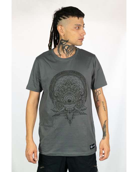 T-shirt Mandala Eye of Dharma Σκούρο Γκρι
