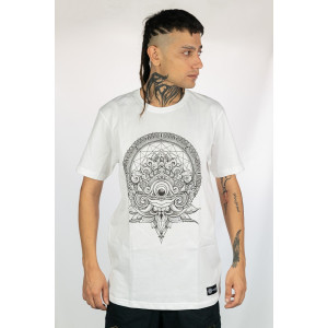 T-Shirt Mandala Eye of Dharma Λευκό