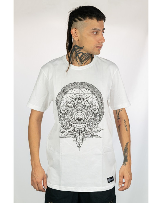 T-Shirt Mandala Eye of Dharma Λευκό