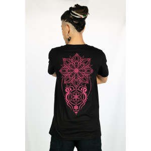 T-Shirt Mandala Fractal Flame Μαύρο