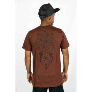 T-Shirt Mandala Fractal Flame Καφέ