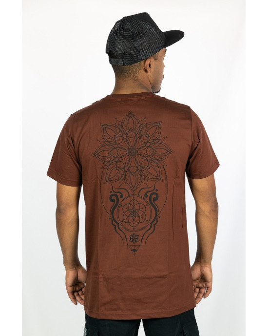 T-Shirt Mandala Fractal Flame Καφέ