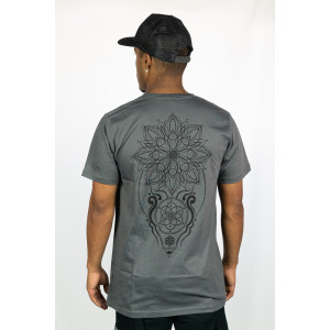 T-Shirt Mandala Fractal Flame Σκούρο Γκρι