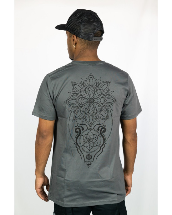 T-Shirt Mandala Fractal Flame Σκούρο Γκρι