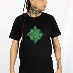 T-Shirt Mandala Geometric Flow Μαύρο
