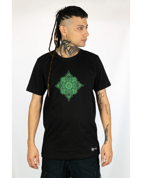 T-Shirt Mandala Geometric Flow Μαύρο