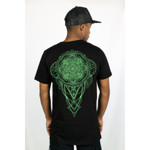 T-Shirt Mandala Geometric Flow Μαύρο