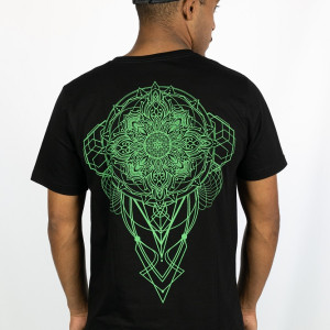 T-Shirt Mandala Geometric Flow Μαύρο