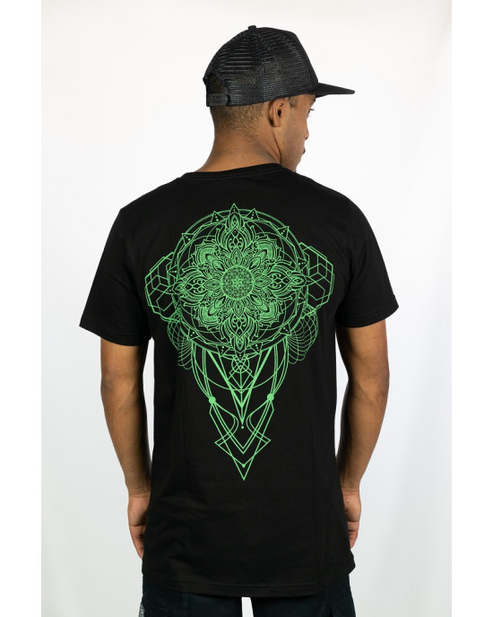 T-Shirt Mandala Geometric Flow Μαύρο