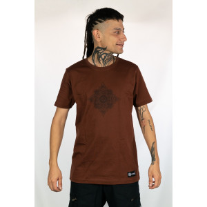T-Shirt Mandala Geometric Flow Καφέ
