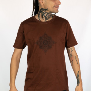 T-Shirt Mandala Geometric Flow Καφέ