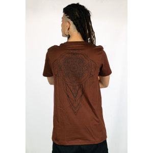 T-Shirt Mandala Geometric Flow Καφέ