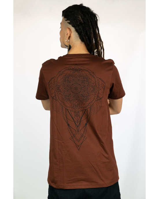 T-Shirt Mandala Geometric Flow Καφέ